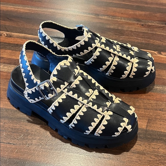 Loeffler Randall Shoes - Loeffler Randall black sandals with caged crochet detail